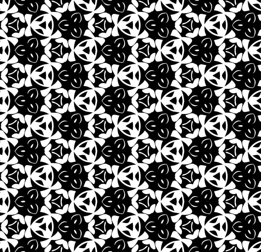 Black and white seamless abstract pattern. Background and backdrop. Grayscale ornamental design. Mosaic ornaments. Vector graphic illustration.
