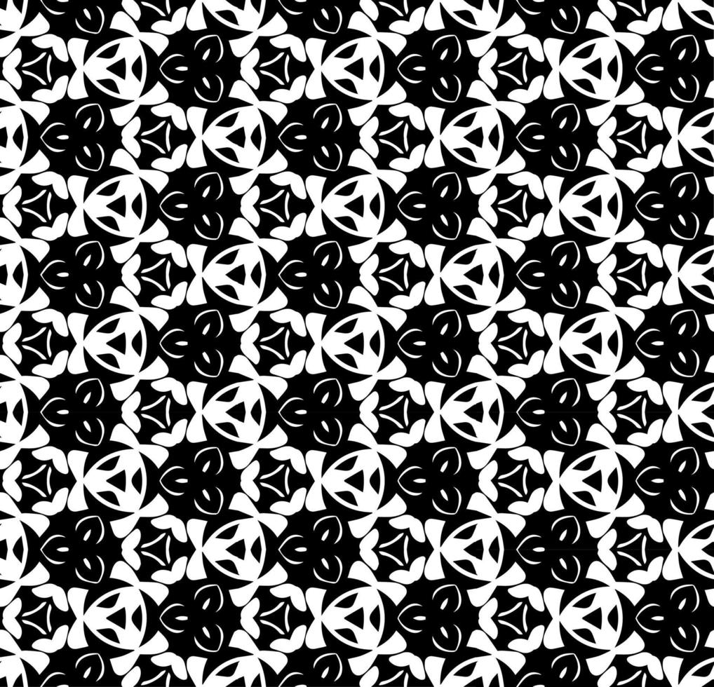 Black and white seamless abstract pattern. Background and backdrop. Grayscale ornamental design. Mosaic ornaments. Vector graphic illustration.