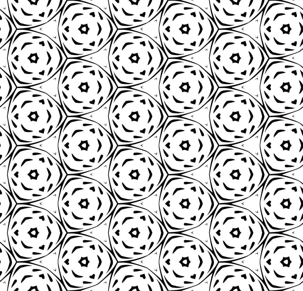 Black and white seamless abstract pattern. Background and backdrop. Grayscale ornamental design. Mosaic ornaments. Vector graphic illustration.