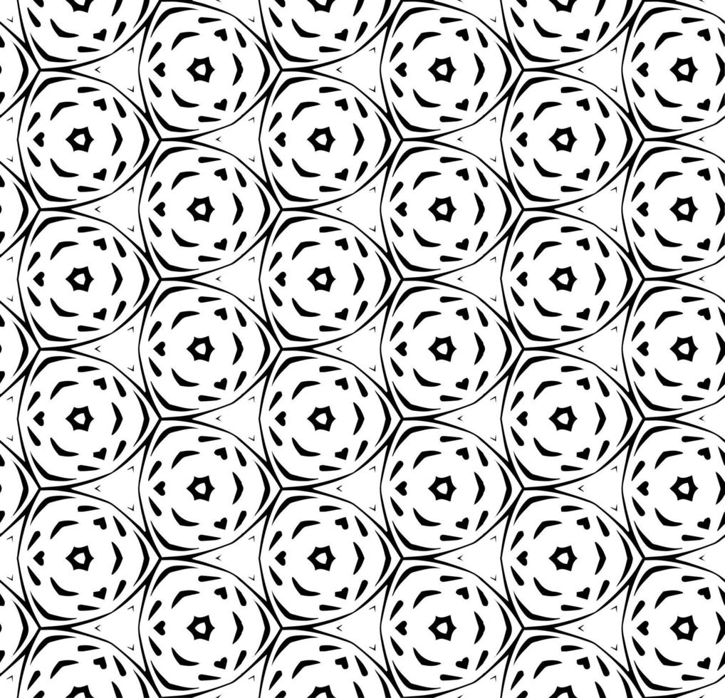 Black and white seamless abstract pattern. Background and backdrop. Grayscale ornamental design. Mosaic ornaments. Vector graphic illustration.