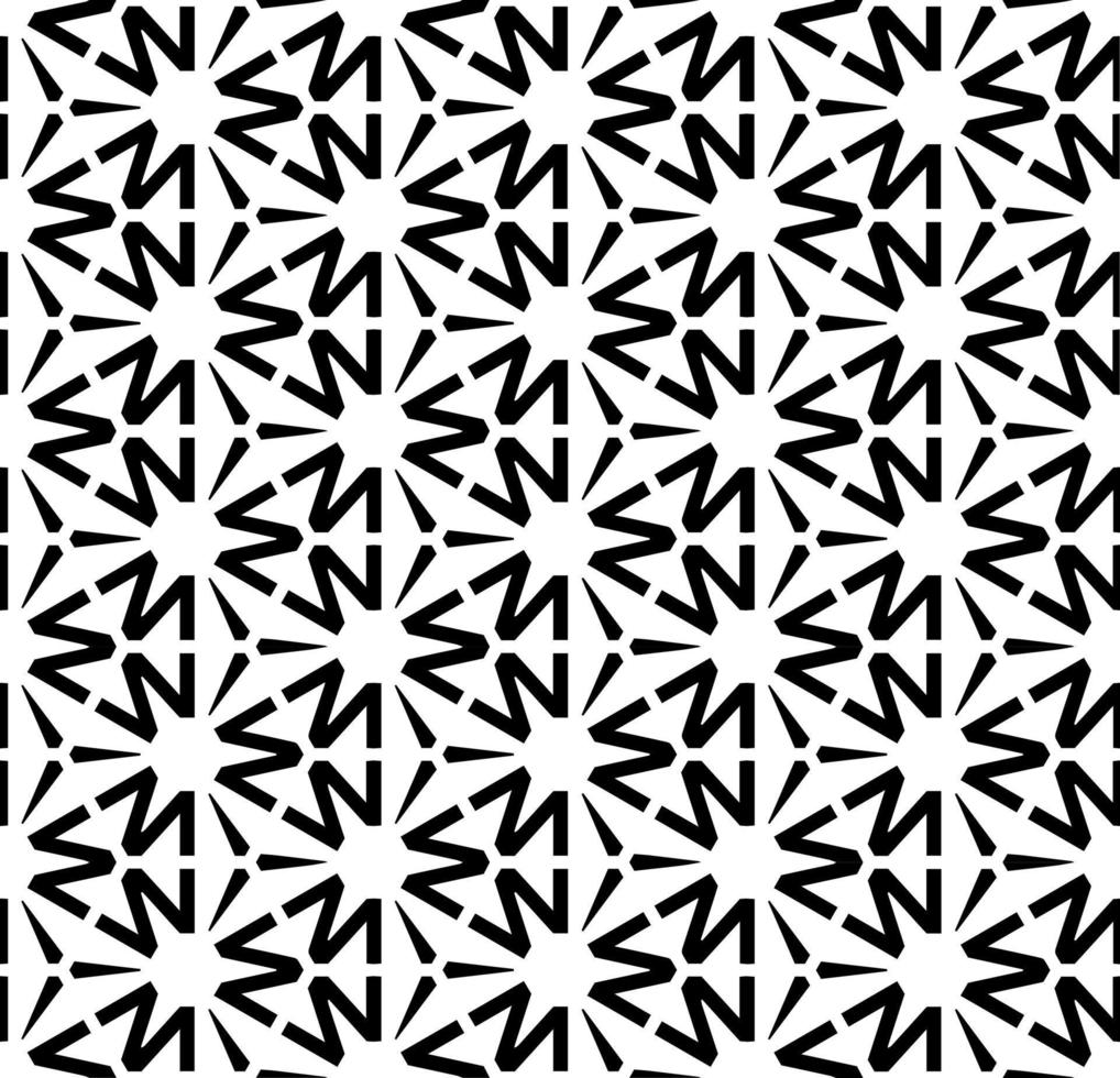Black and white seamless abstract pattern. Background and backdrop. Grayscale ornamental design. Mosaic ornaments. Vector graphic illustration.