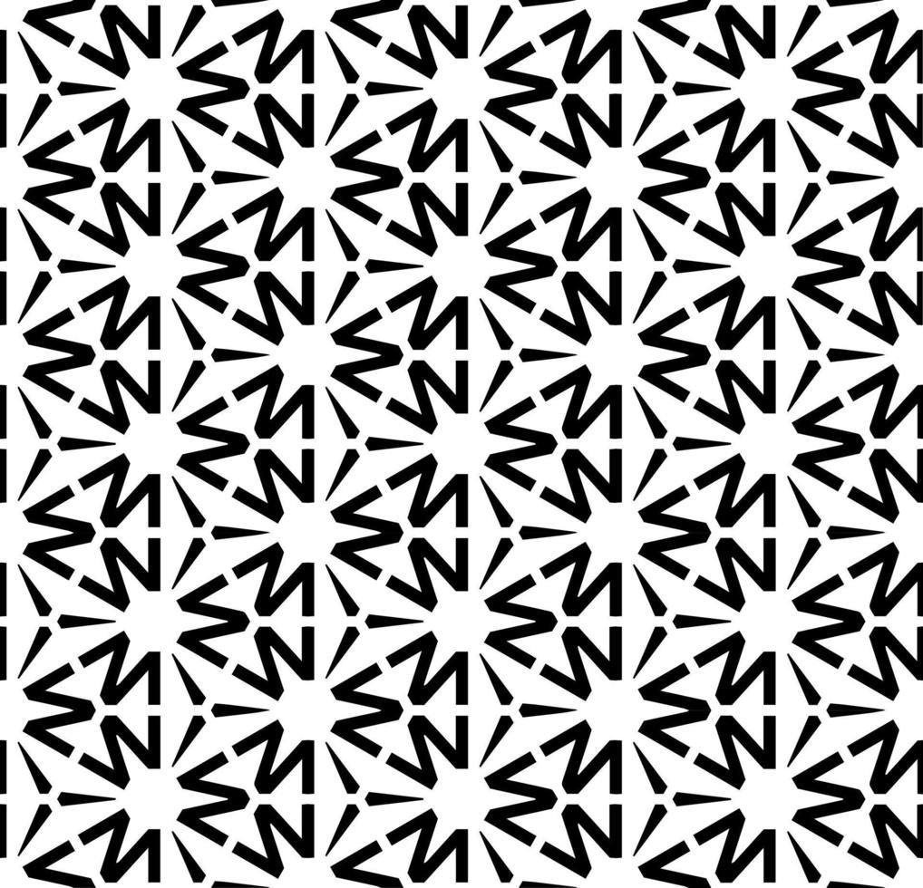 Black and white seamless abstract pattern. Background and backdrop. Grayscale ornamental design. Mosaic ornaments. Vector graphic illustration.