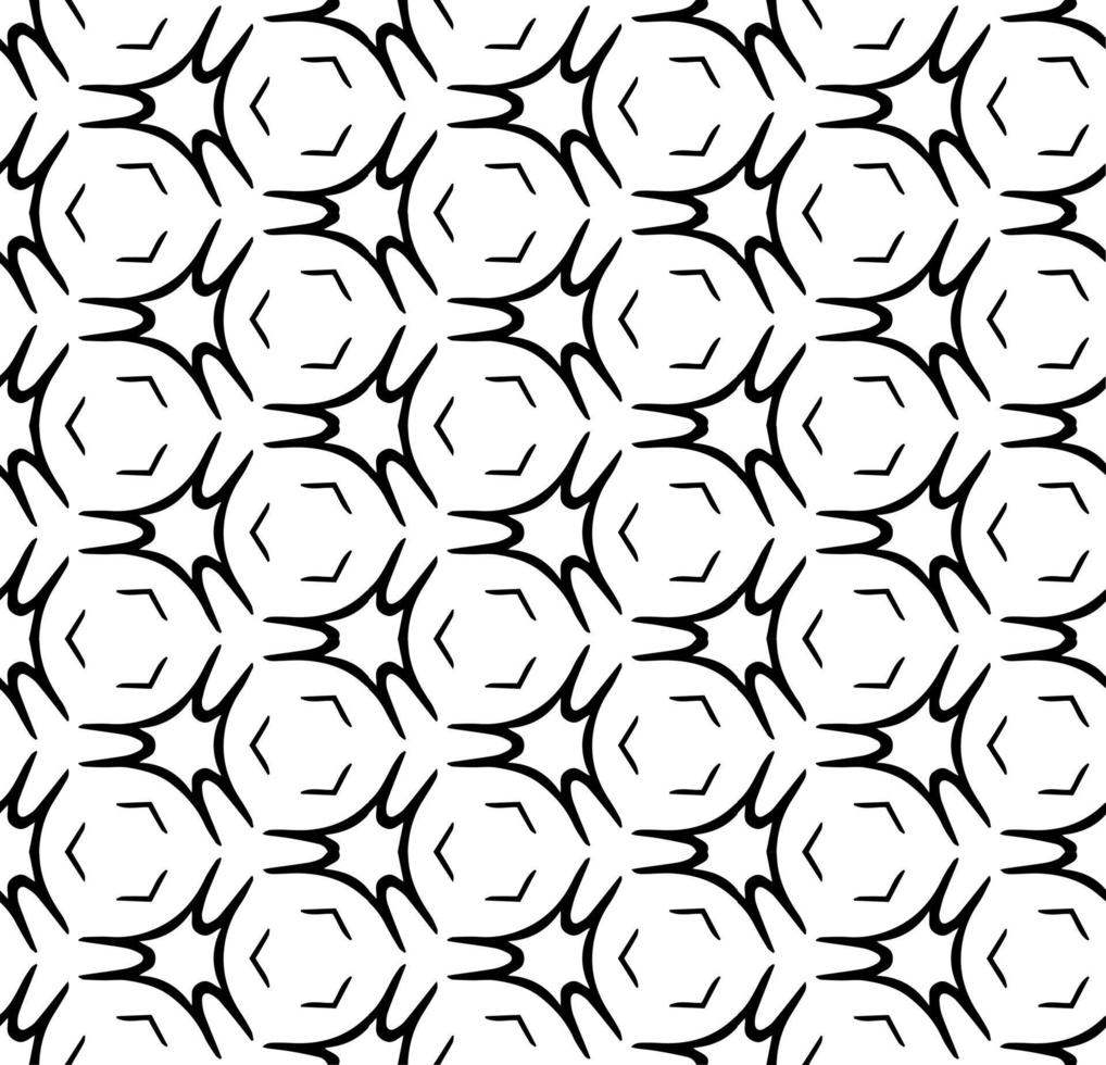 Black and white seamless abstract pattern. Background and backdrop. Grayscale ornamental design. Mosaic ornaments. Vector graphic illustration.