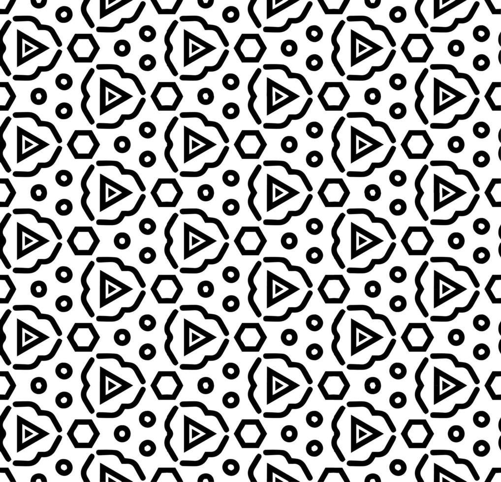 Black and white seamless abstract pattern. Background and backdrop. Grayscale ornamental design. Mosaic ornaments. Vector graphic illustration.