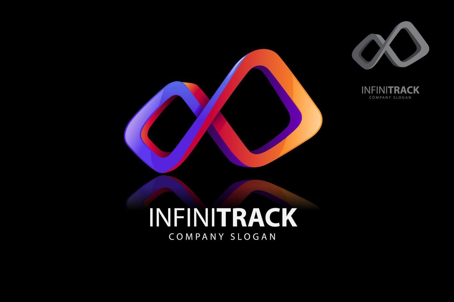 Infinity Track Vector Logo Template. This is a simple and effective Logo that can be used in any category related to infinity things. Template logo on black background.