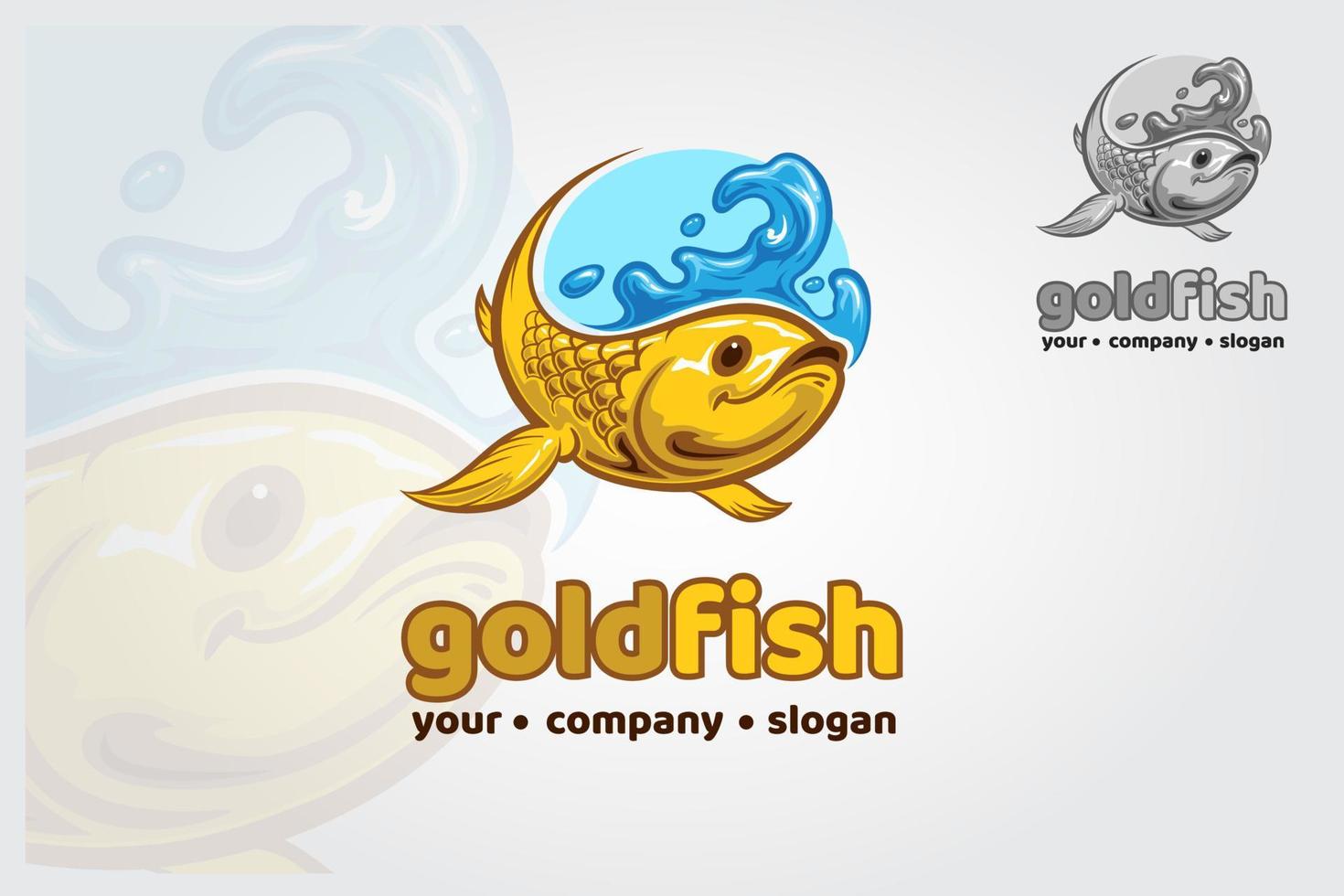 Goldfish Vector Logo Template. Our logo could be used design studio, art school, kindergarten, hand craft artist, printing company, event agency, software development and app.