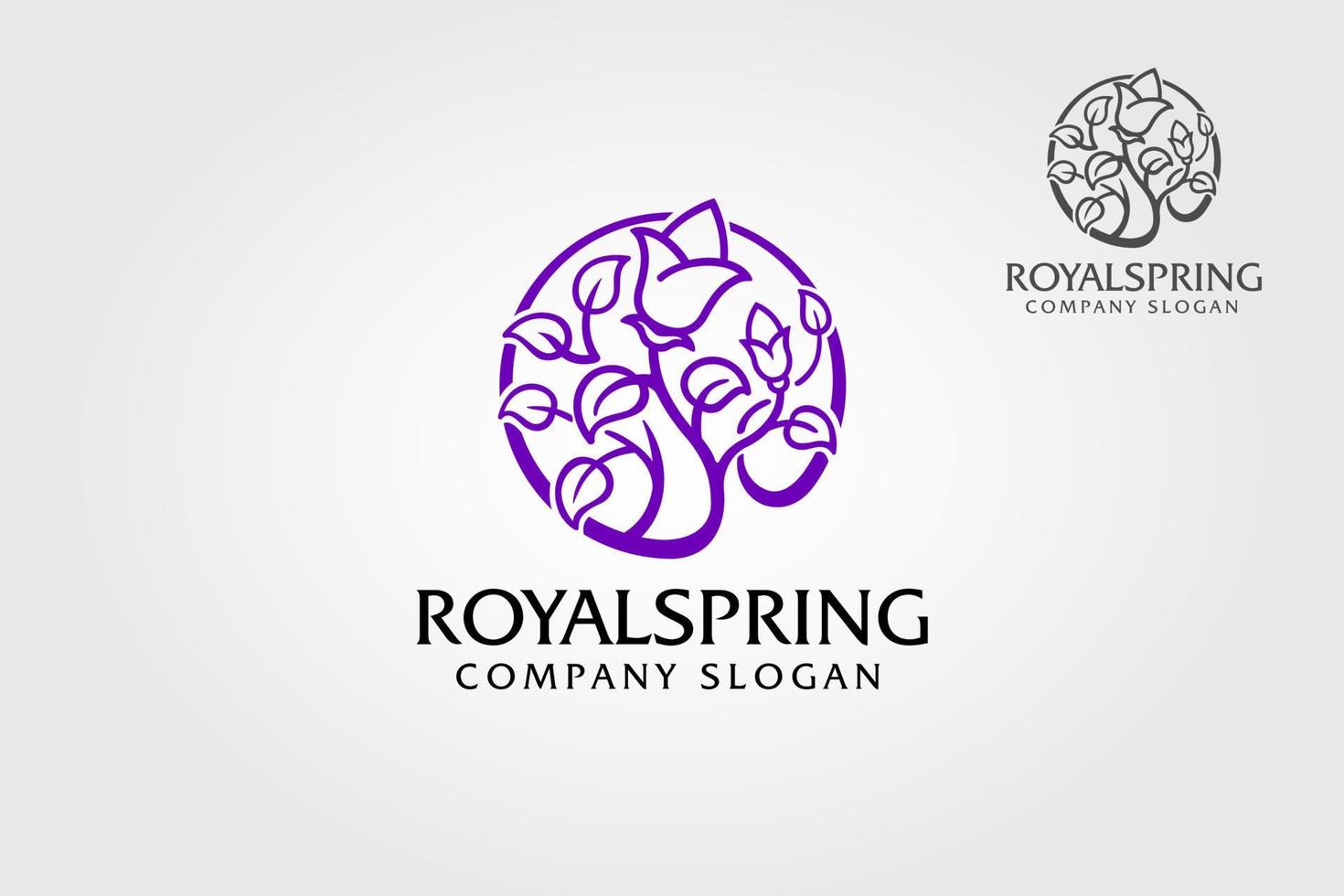 Royal Spring Vector Logo Illustration. Creative Logo Template is stylish, tree with leaves and flower the shape of the circle. It symbolize spring, natural growth and life power.