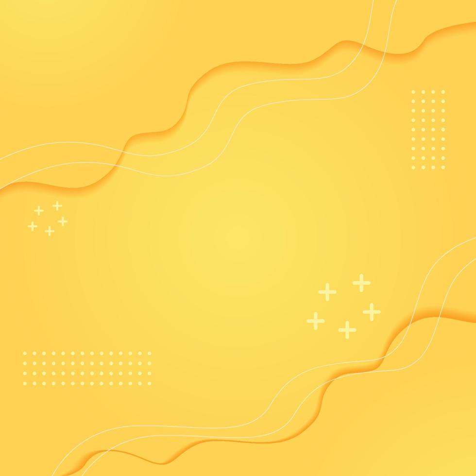 Memphis yellow background with dot and line elements vector