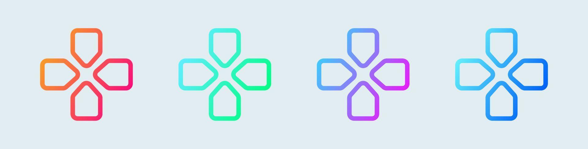 Joystick navigation line icon in gradient colors. Controller signs vector illustration.