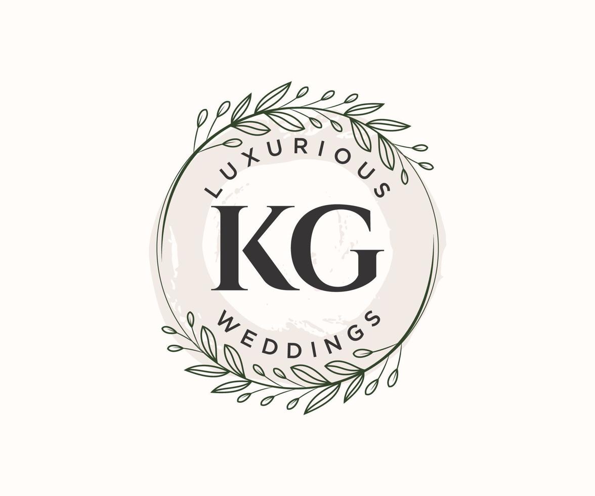 KG Initials letter Wedding monogram logos template, hand drawn modern minimalistic and floral templates for Invitation cards, Save the Date, elegant identity. vector
