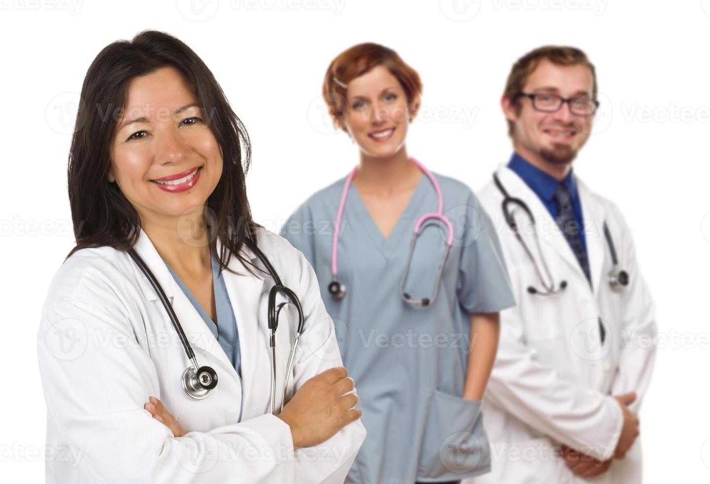 Group of Doctors or Nurses on a White Background photo