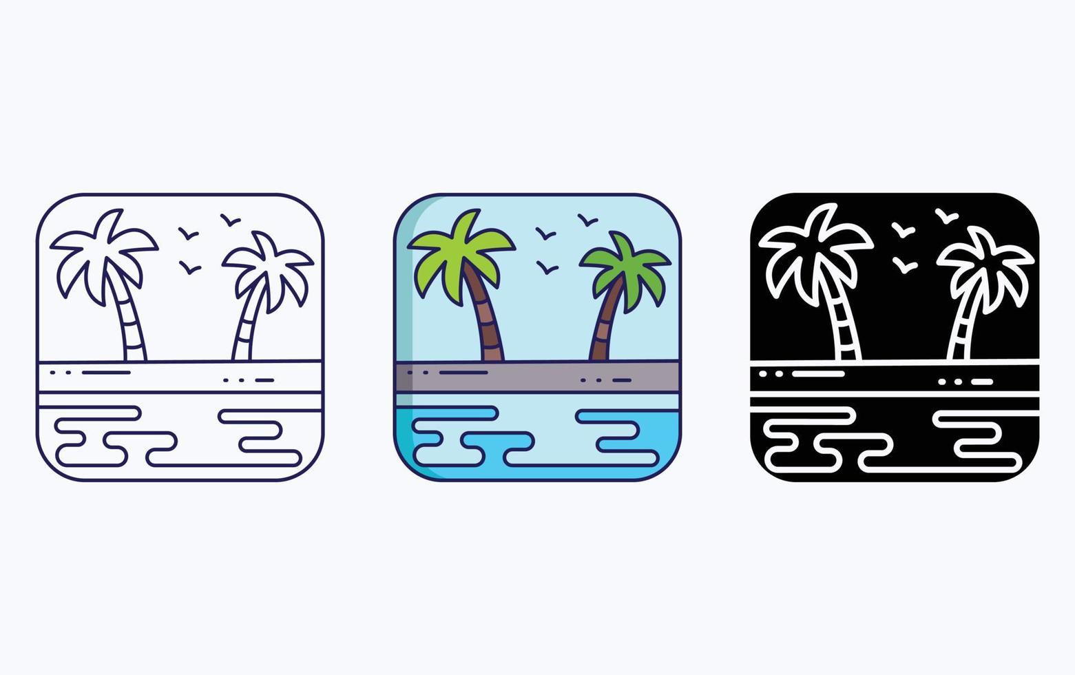 Beach view landscape illustration icon vector