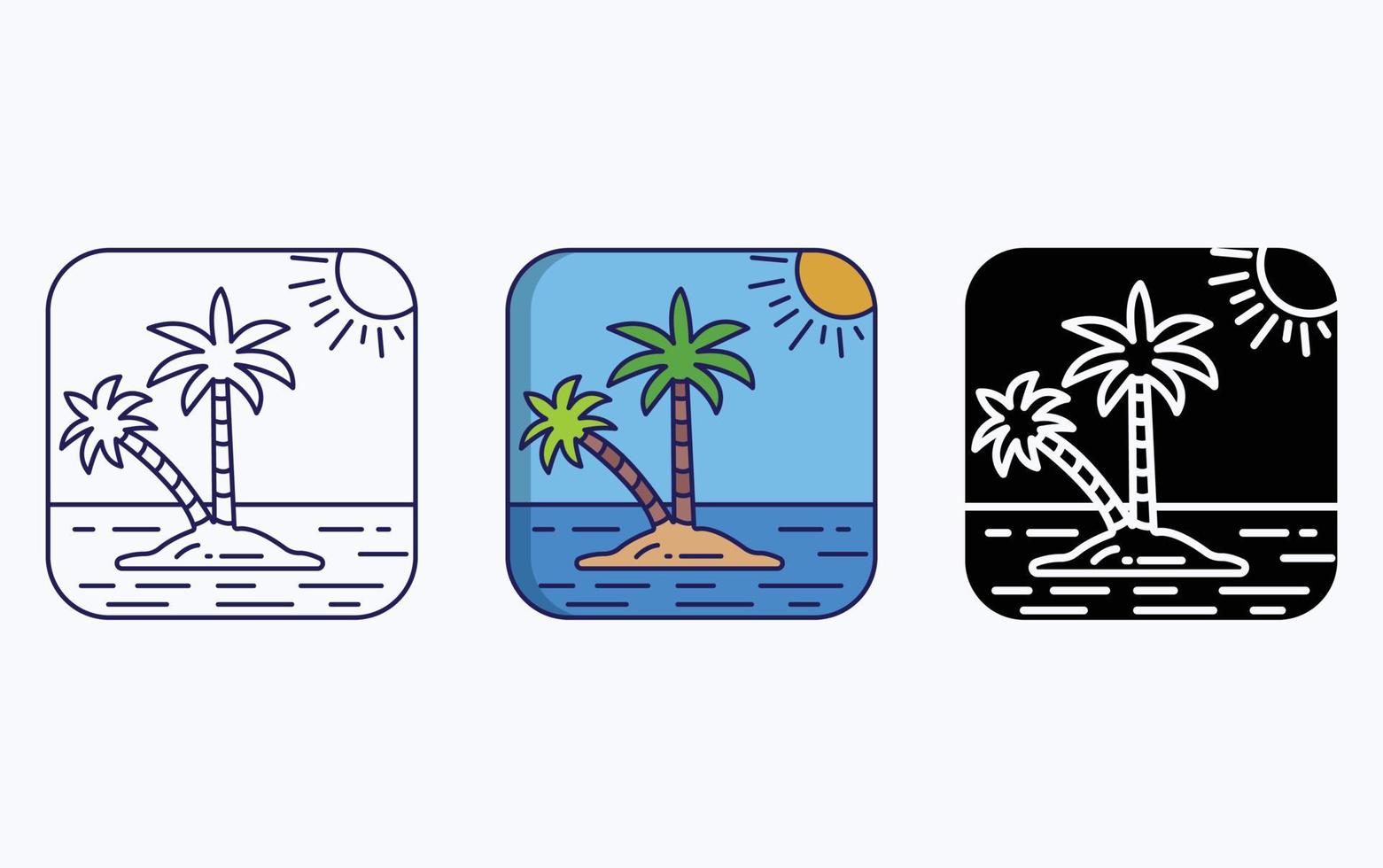 icono de ilustración de paisaje de vista de playa vector