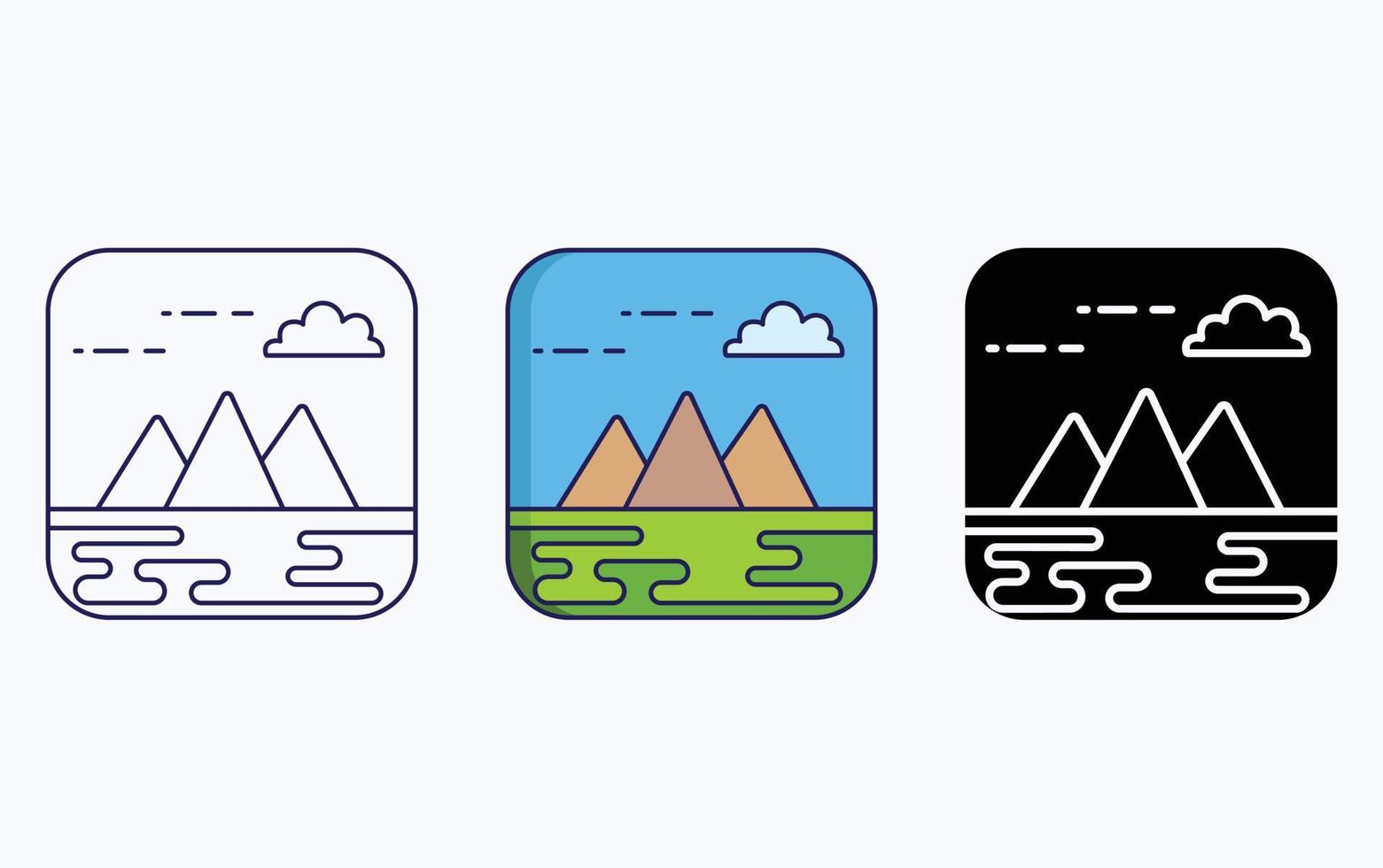 icono de ilustración de paisaje de vista a la montaña vector