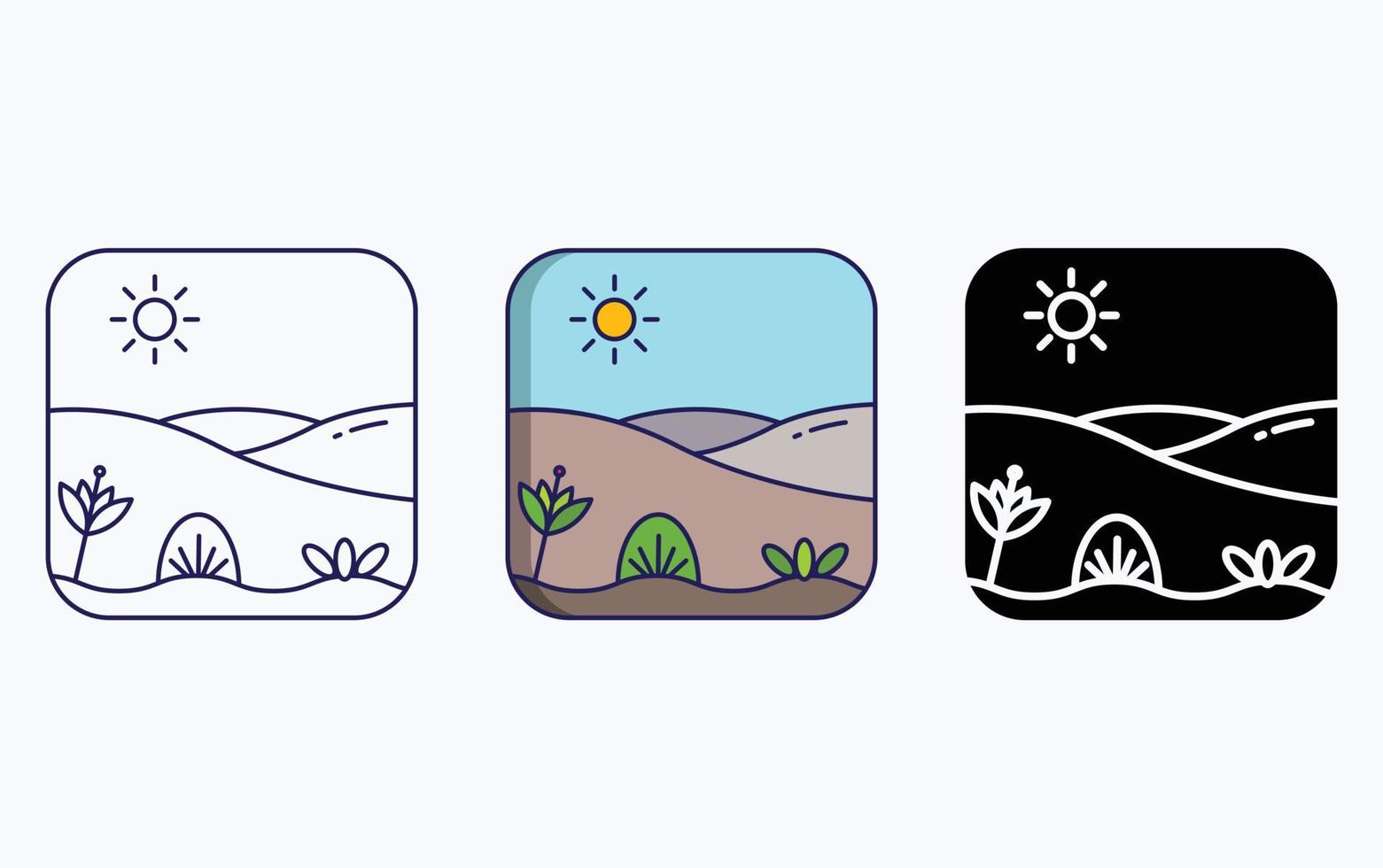 icono de ilustración de paisaje de vista del desierto vector