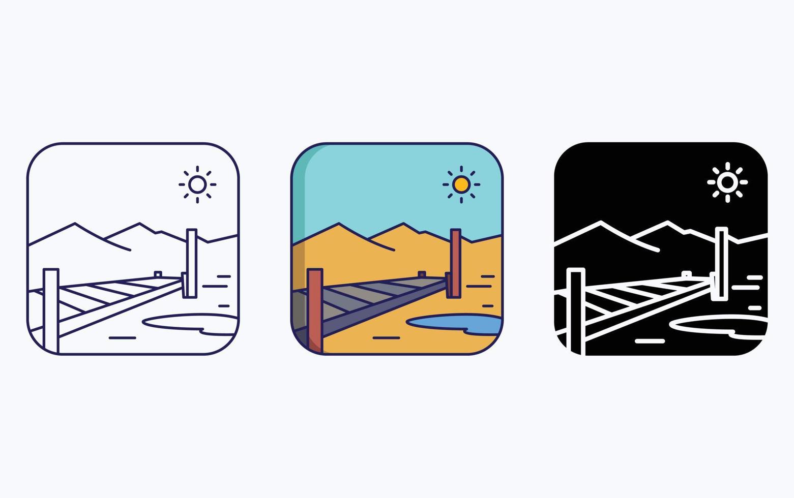 Desert view landscape illustration icon vector