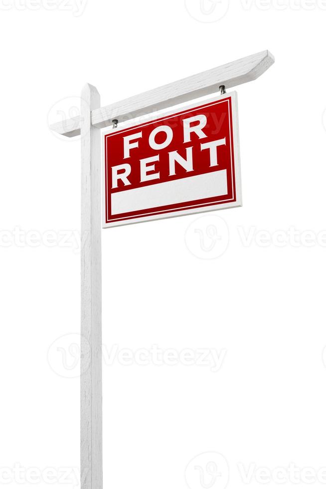 Right Facing For Rent Real Estate Sign Isolated on a White Background. photo