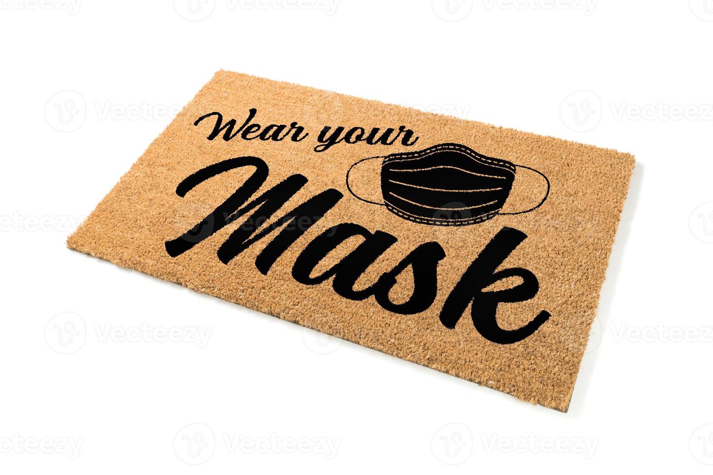 use su máscara tapete de bienvenida aislado sobre fondo blanco foto