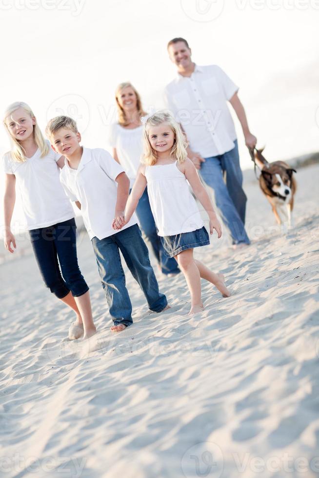 Adorable Little Girl Leads Her Family on a Walk photo