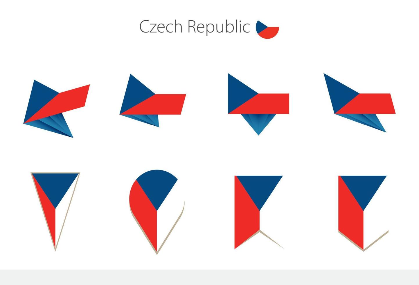 colección de banderas nacionales de la república checa, ocho versiones de banderas vectoriales de la república checa. vector