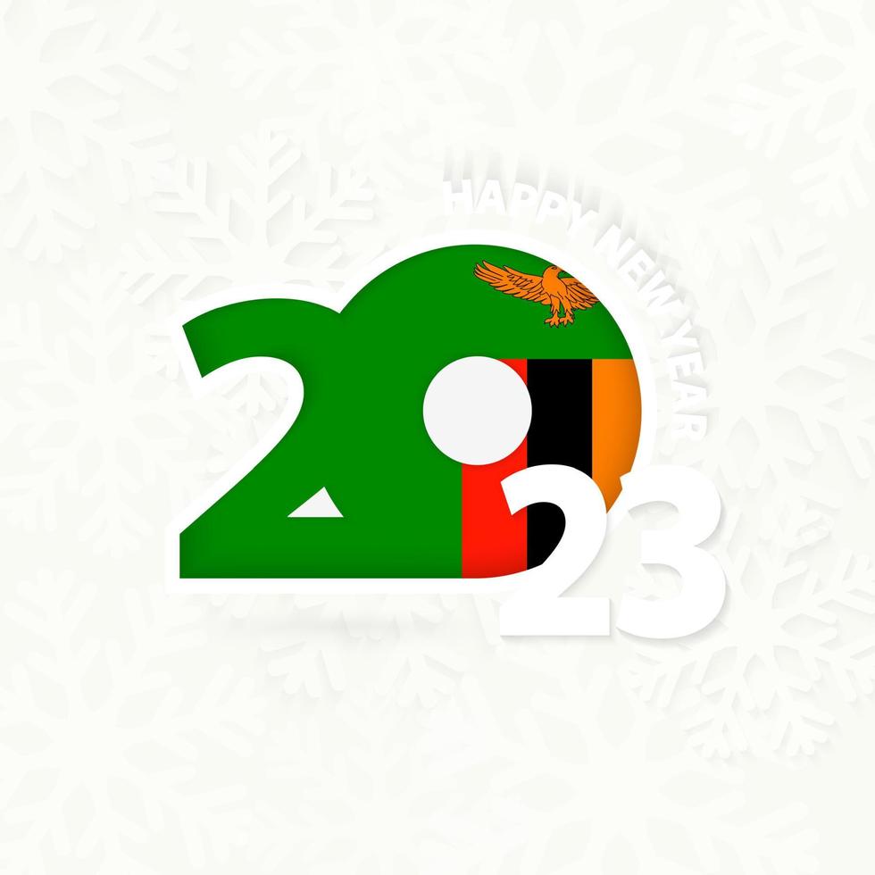 New Year 2023 for Zambia on snowflake background. vector