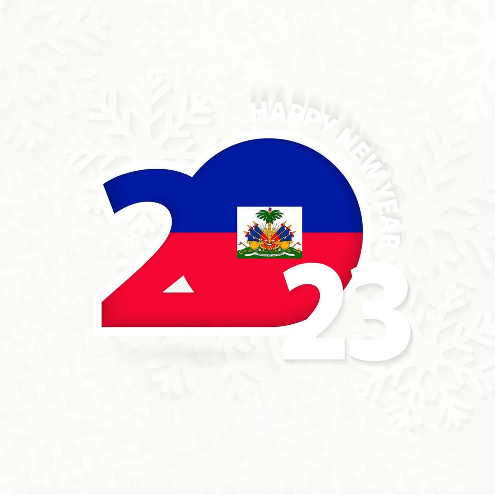 año nuevo 2023 para haití sobre fondo de copos de nieve. vector