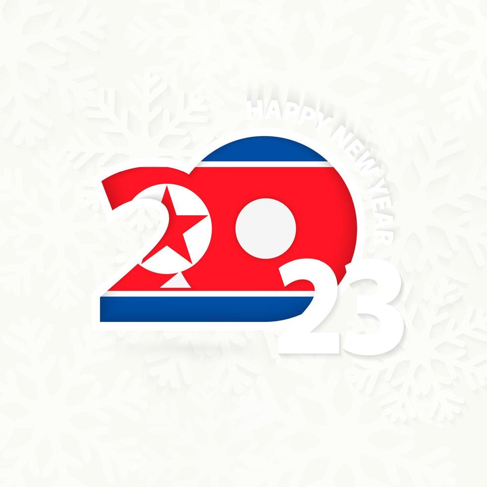 New Year 2023 for North Korea on snowflake background. vector