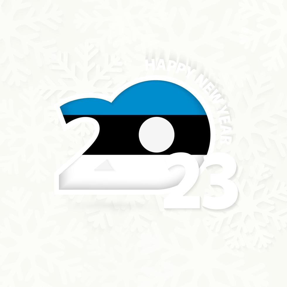 New Year 2023 for Estonia on snowflake background. vector