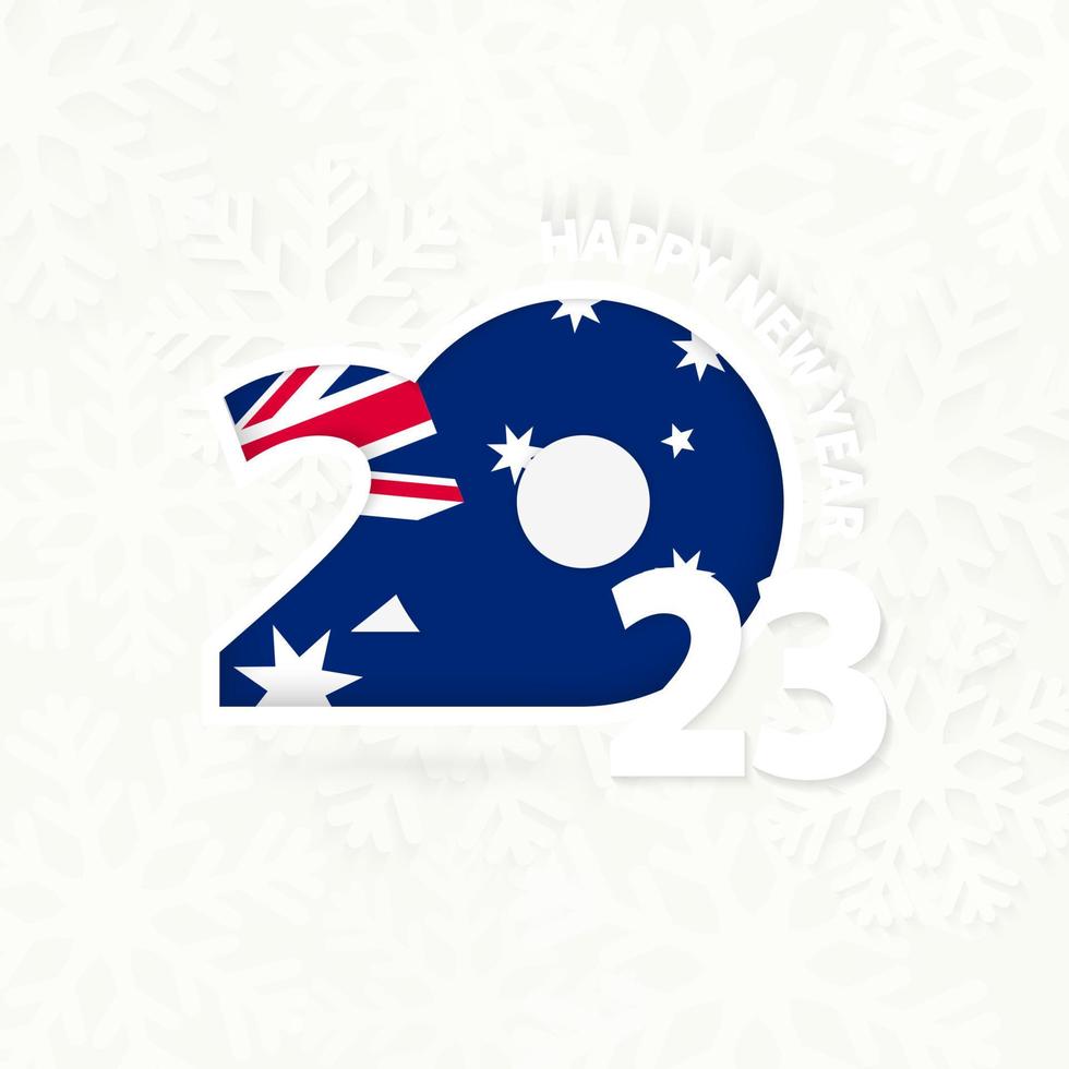New Year 2023 for Australia on snowflake background. vector