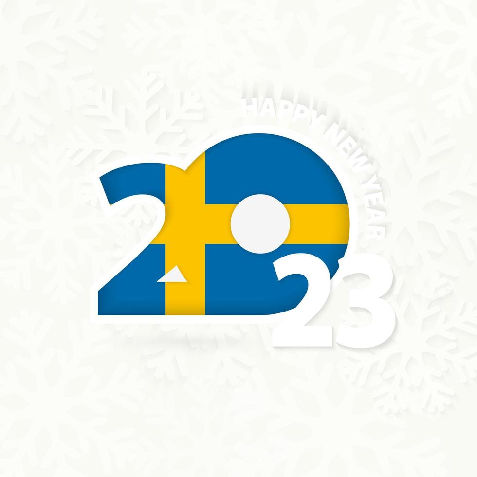 New Year 2023 for Sweden on snowflake background. vector