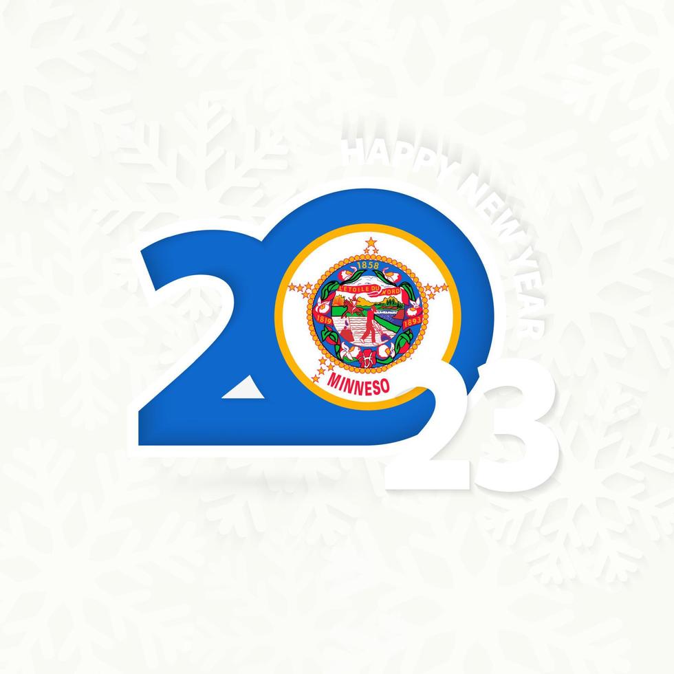 New Year 2023 for Minnesota on snowflake background. vector