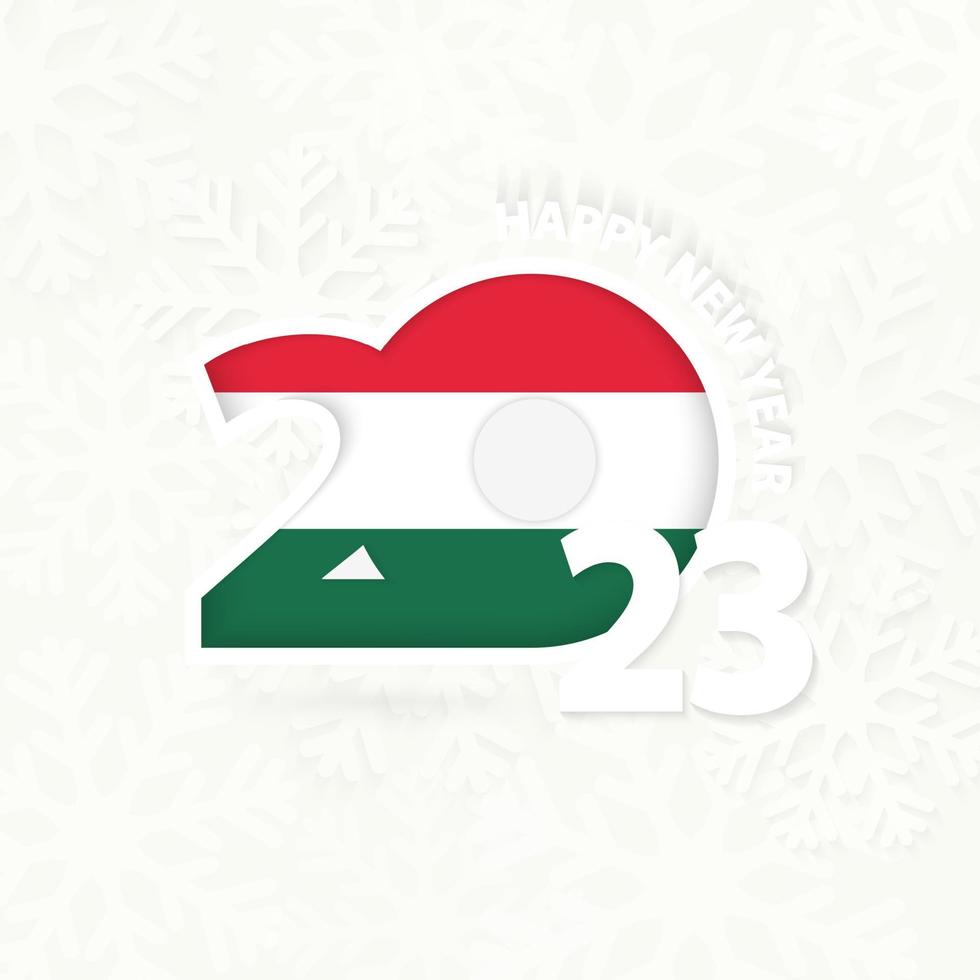 New Year 2023 for Hungary on snowflake background. vector