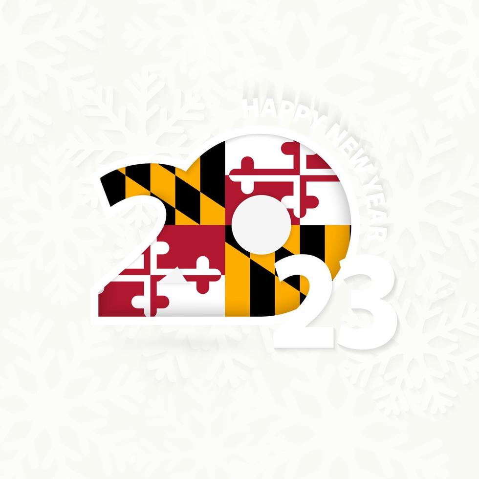 año nuevo 2023 para maryland sobre fondo de copos de nieve. vector