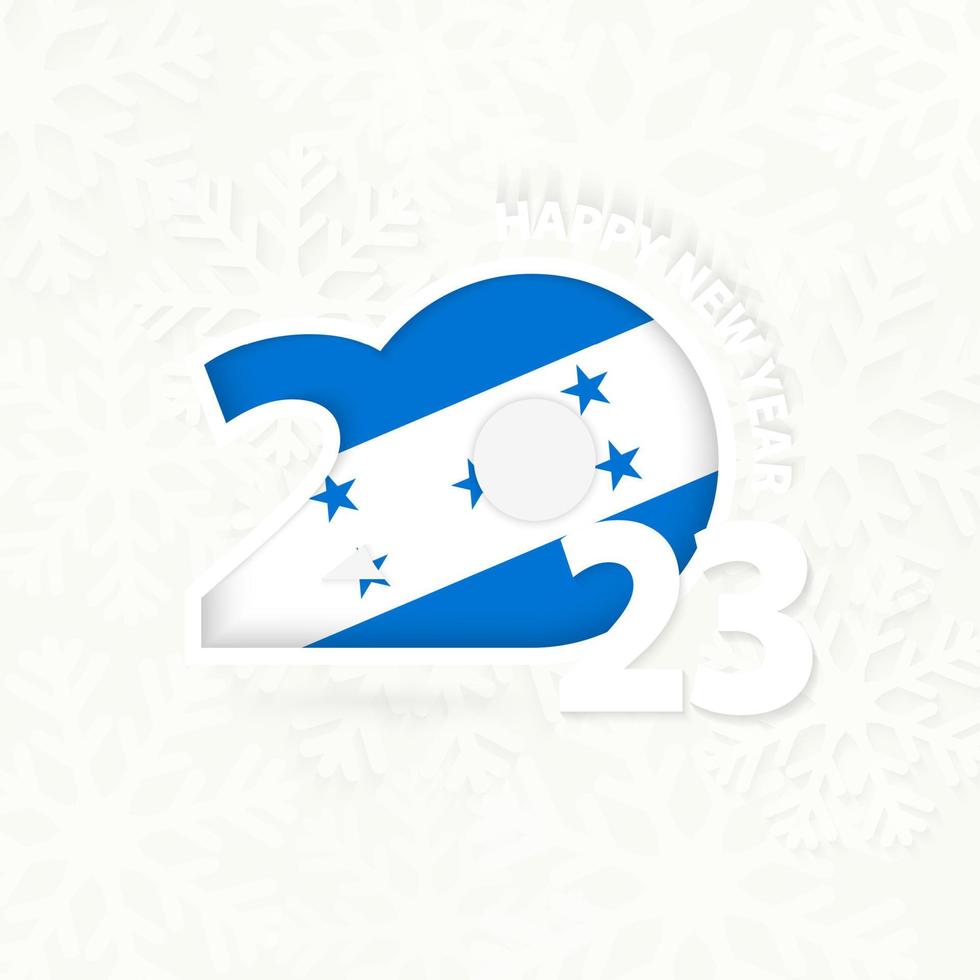 New Year 2023 for Honduras on snowflake background. vector