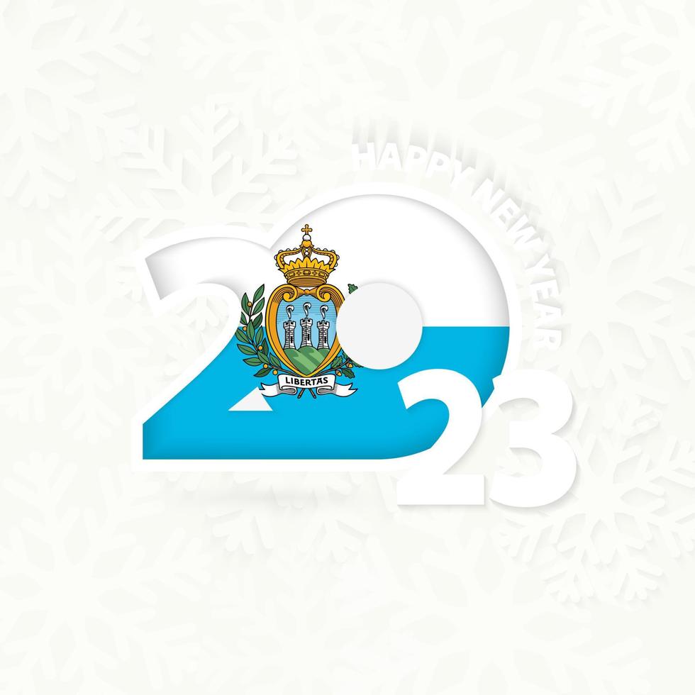 New Year 2023 for San Marino on snowflake background. vector