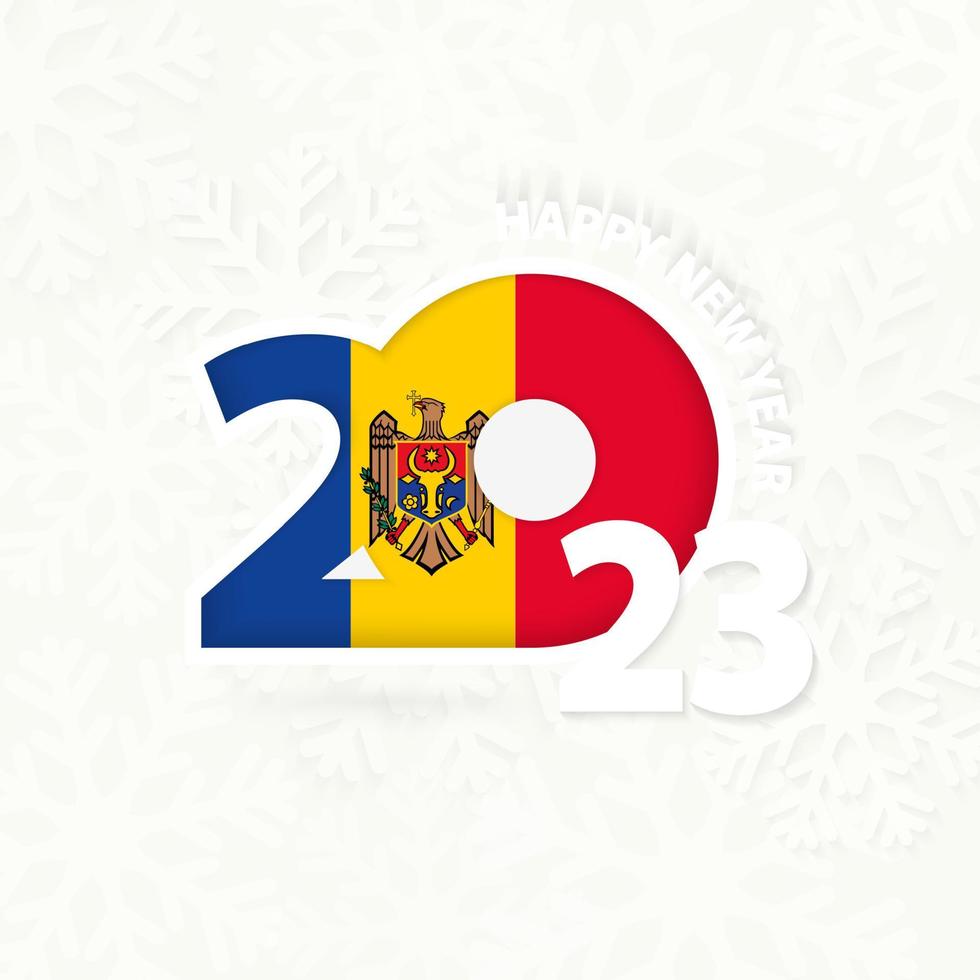 New Year 2023 for Moldova on snowflake background. vector