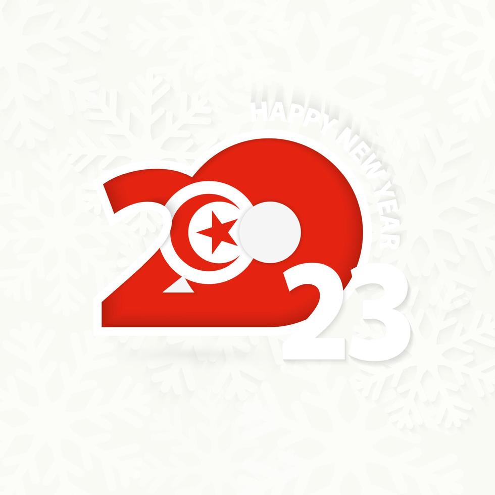 New Year 2023 for Tunisia on snowflake background. vector