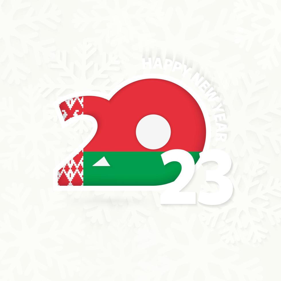 New Year 2023 for Belarus on snowflake background. vector