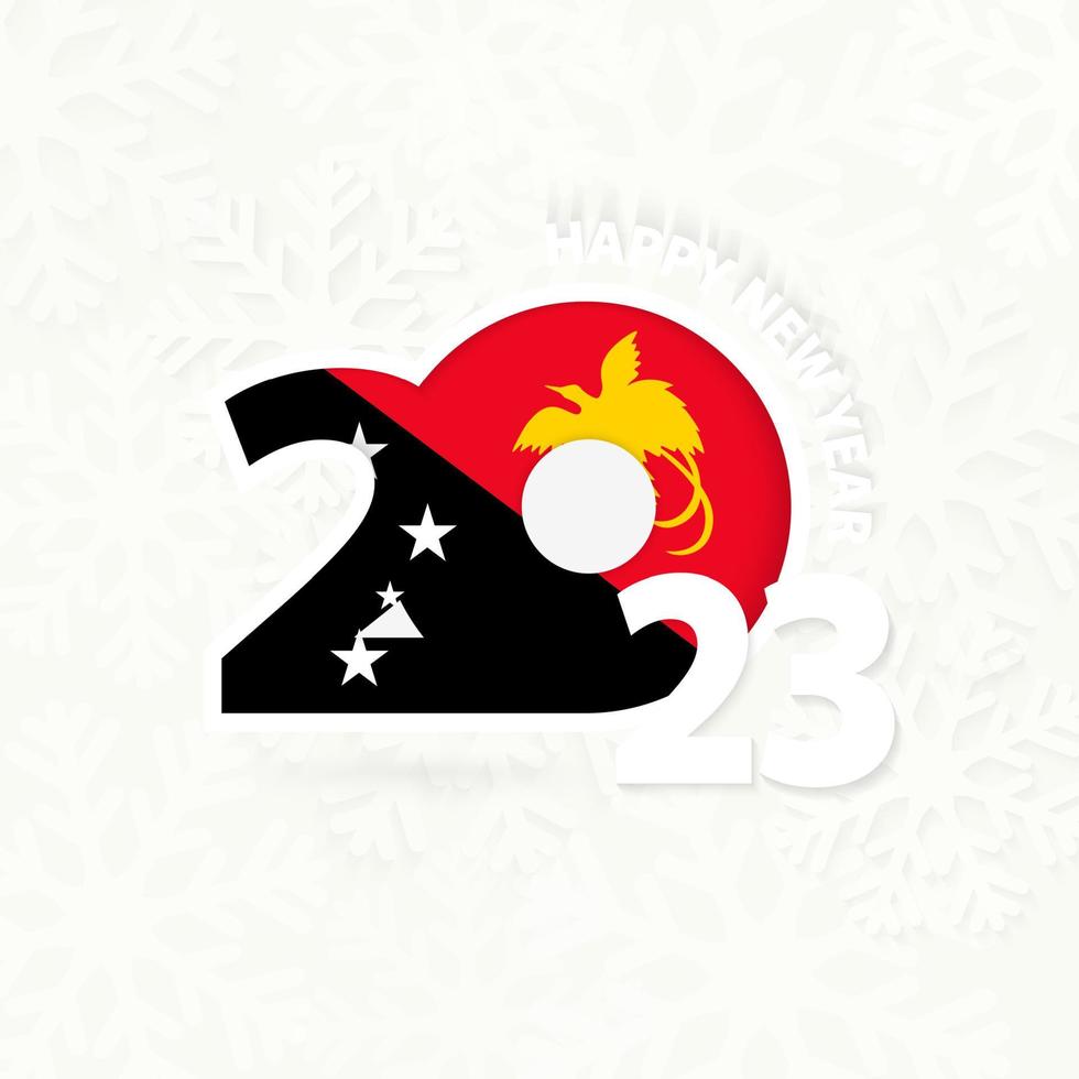 New Year 2023 for Papua New Guinea on snowflake background. vector