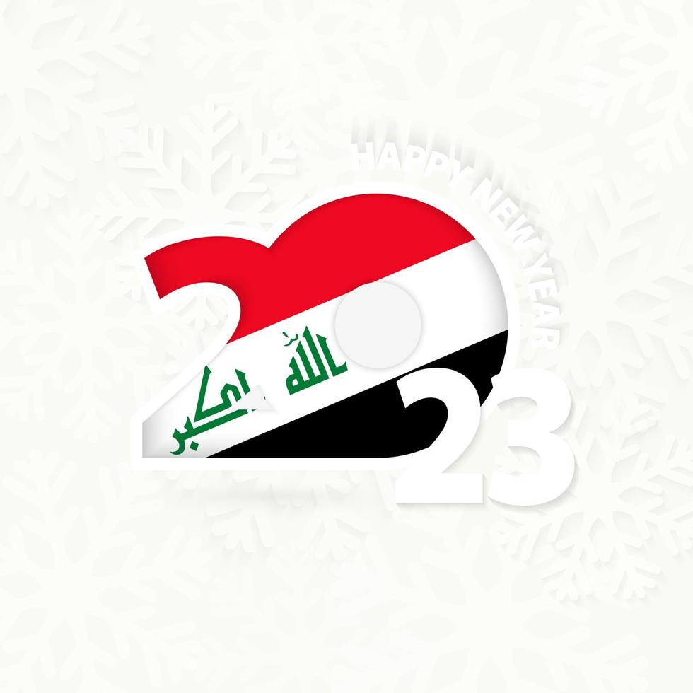 New Year 2023 for Iraq on snowflake background. vector