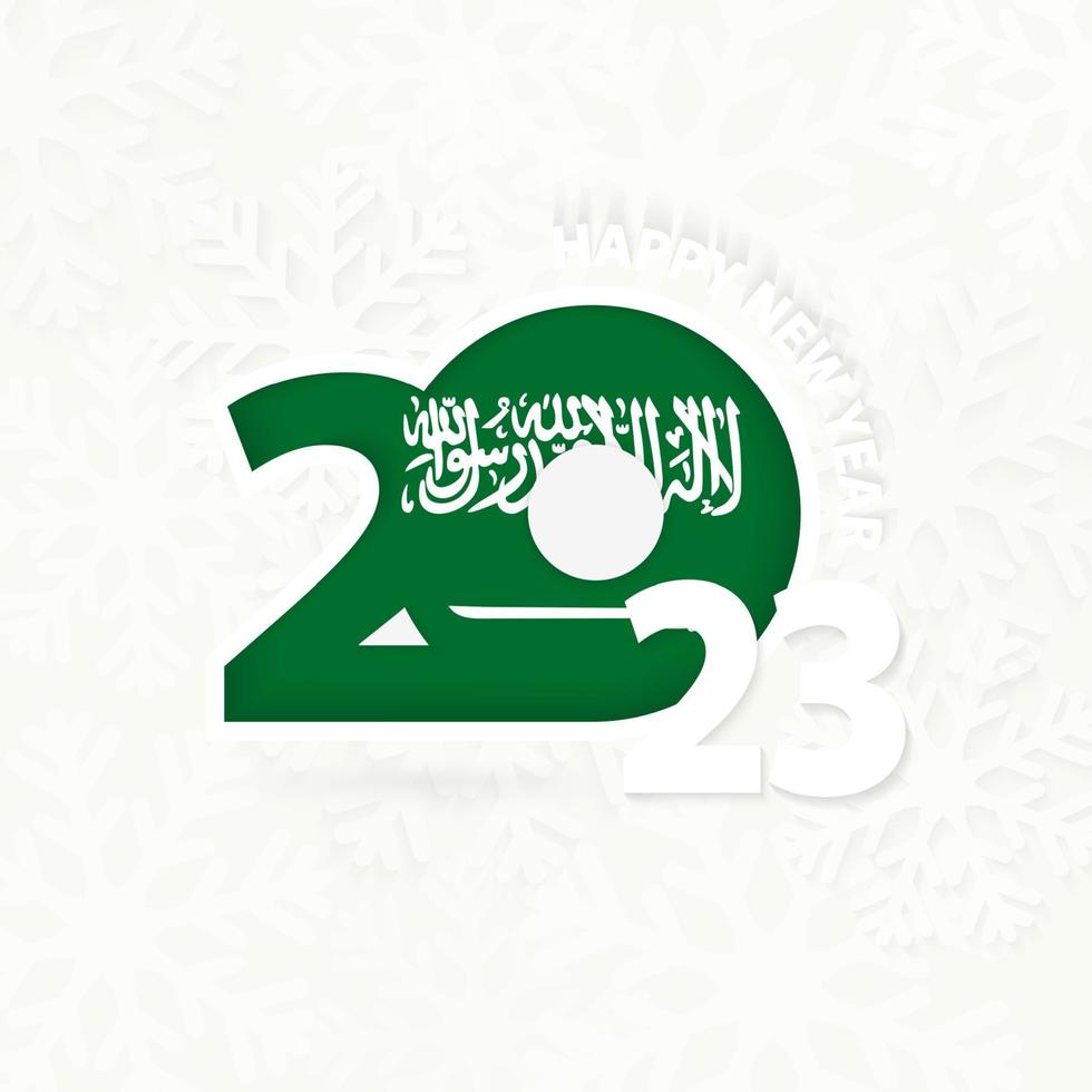 New Year 2023 for Saudi Arabia on snowflake background. vector