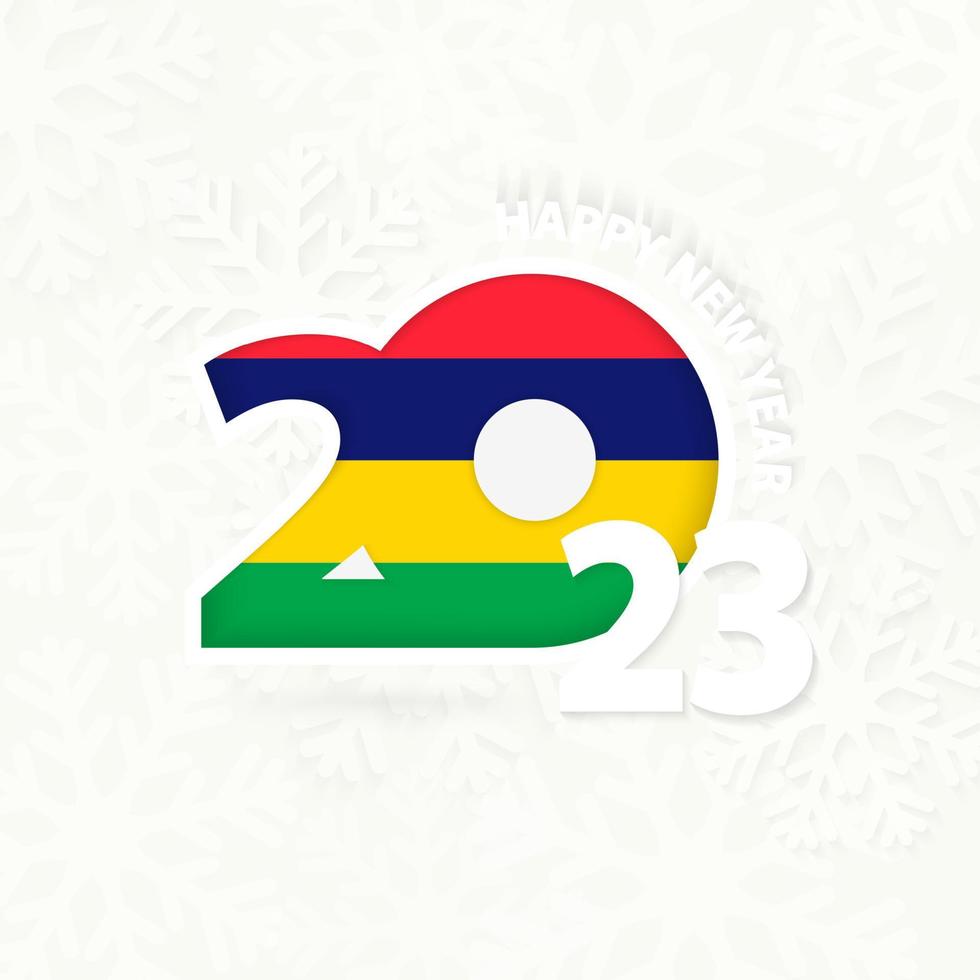 New Year 2023 for Mauritius on snowflake background. vector