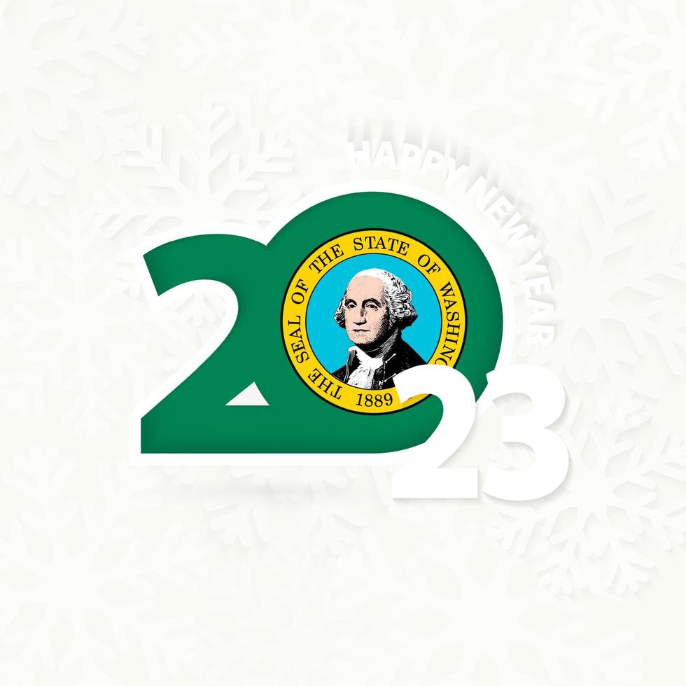 New Year 2023 for Washington on snowflake background. vector