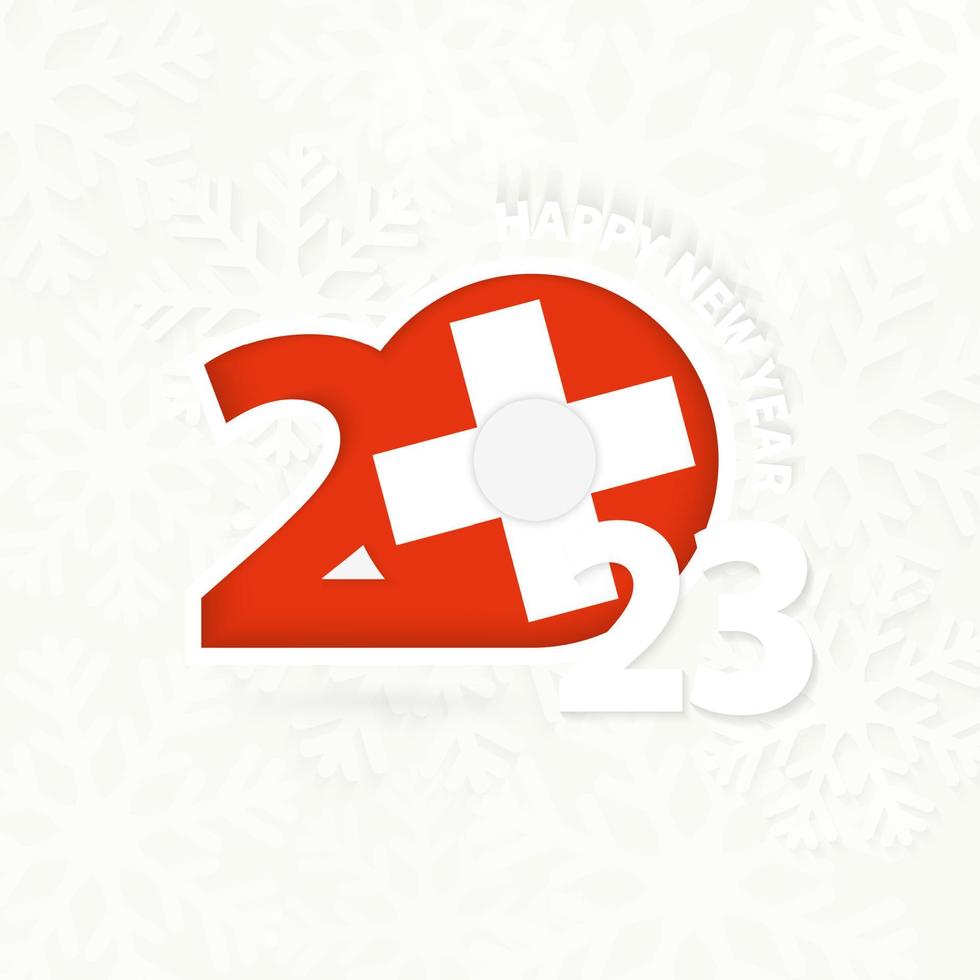 New Year 2023 for Switzerland on snowflake background. vector