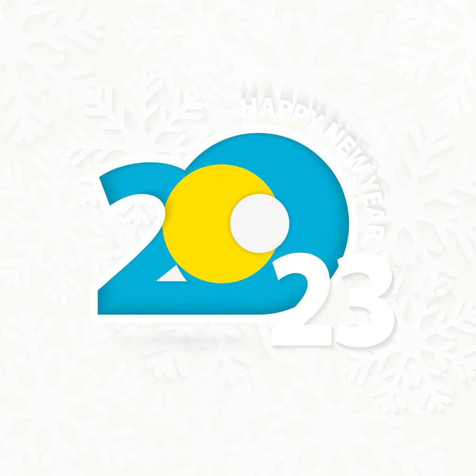 New Year 2023 for Palau on snowflake background. vector