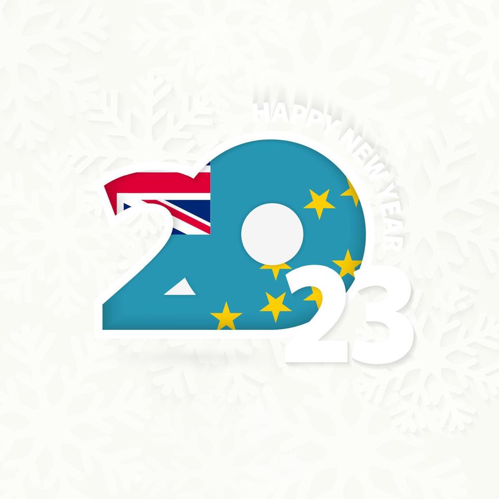 New Year 2023 for Tuvalu on snowflake background. vector