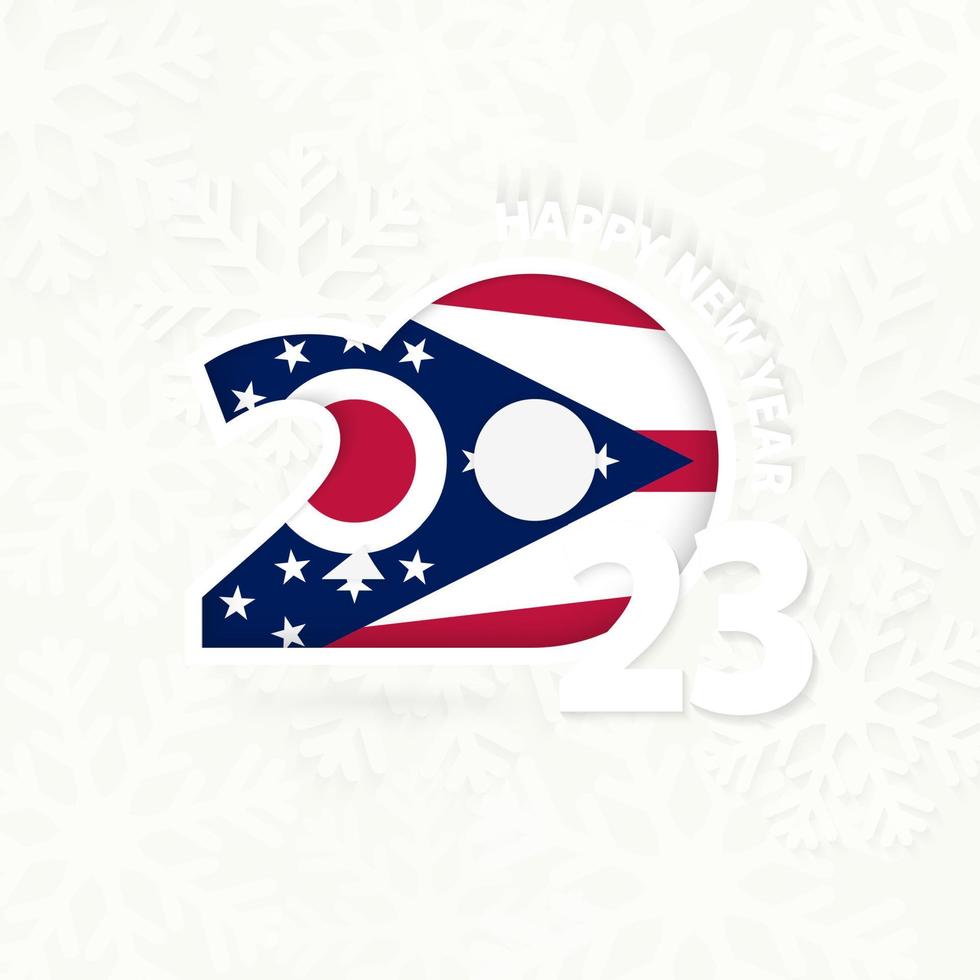 New Year 2023 for Ohio on snowflake background. vector
