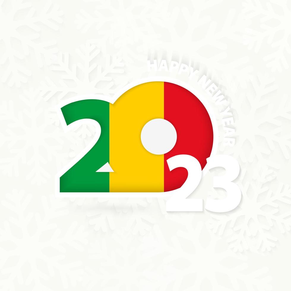 New Year 2023 for Mali on snowflake background. vector