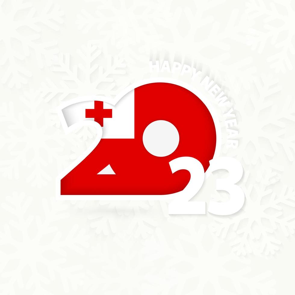 New Year 2023 for Tonga on snowflake background. vector