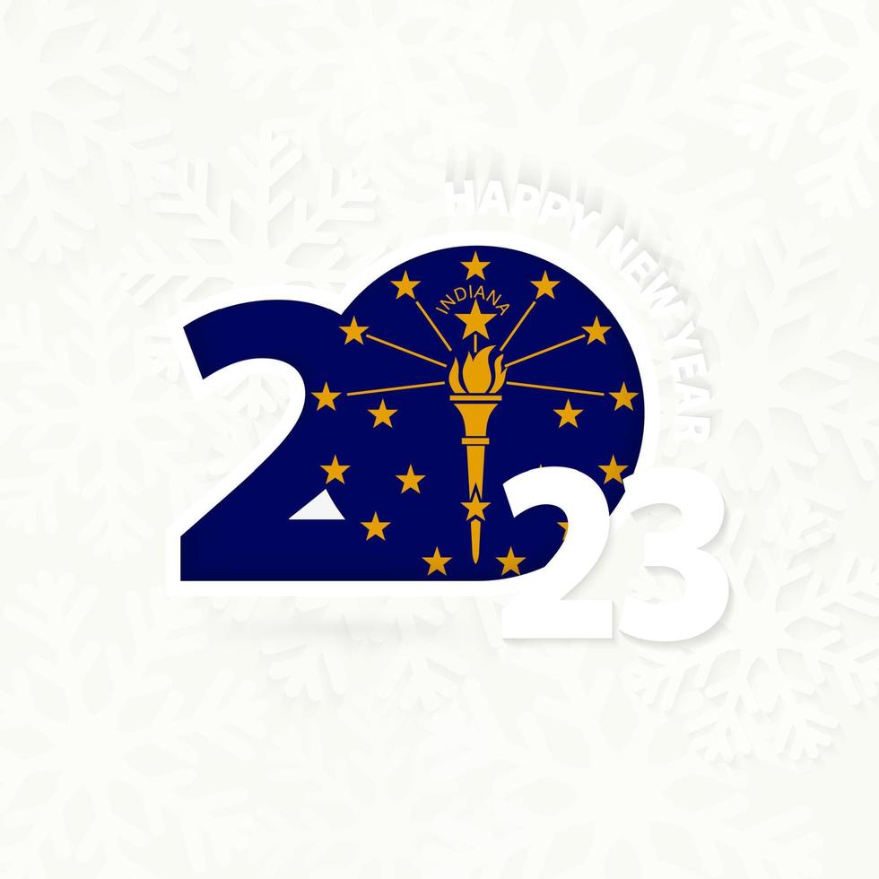 New Year 2023 for Indiana on snowflake background. vector